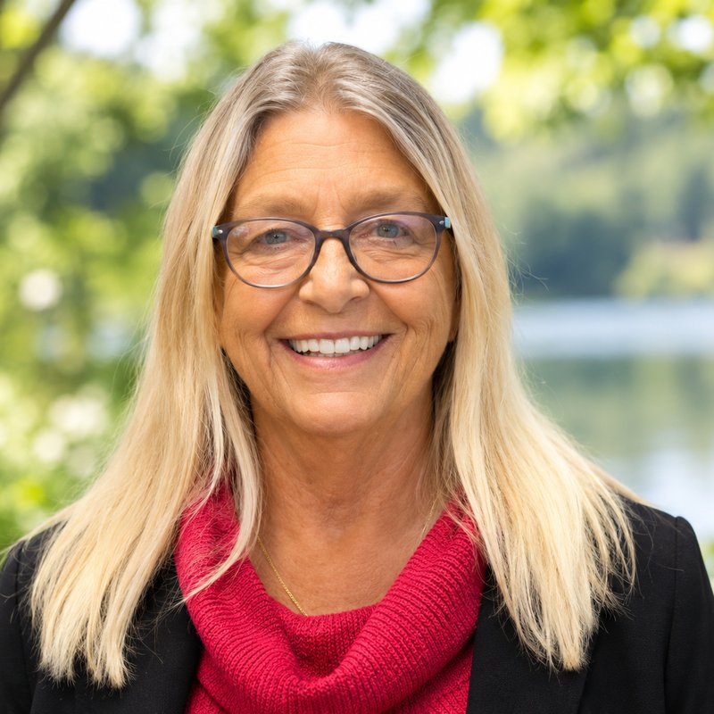 Headshot of Bonita Edmondson, LCSW, LCADC, smiling outdoors in a black jacket and red scarf.